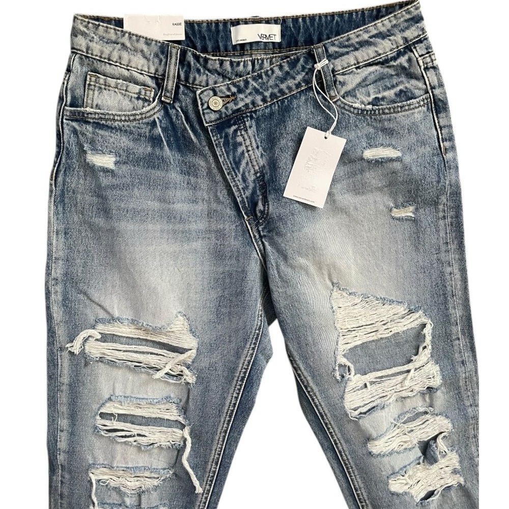 NWT Vervet Women's Kassie Boyfriend High Rise Straight Distressed Jeans size 29 - Picture 6 of 11